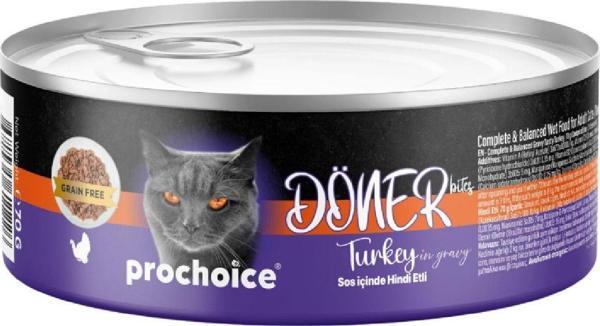 ProChoice Döner Bites Sos İçinde Hindili Yetişkin Kedi Konservesi 70gr - Image 1