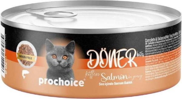 ProChoice Döner Bites Sos İçinde Somon Balıklı Yavru Kedi Konservesi 70 Gr - Image 1