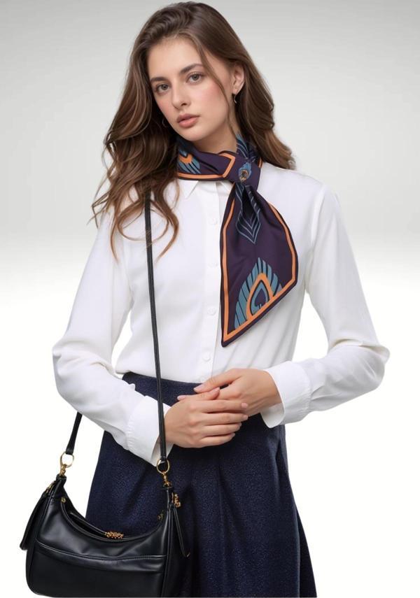 Walkenzo 4823 Tüy Desen Zarif Tasarım Şık Kadın Kravat Fular - Image 1
