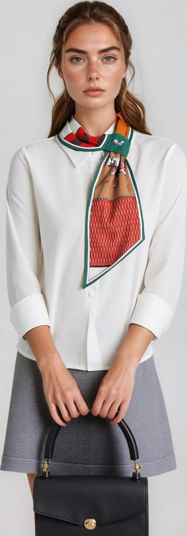 Walkenzo At Figürlü Zarif Tasarım Şık Kadın Kravat Fular - Image 1