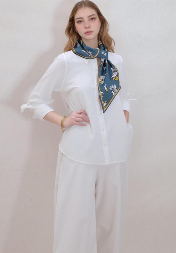 Walkenzo Çiçek Desenli Çift Taraflı Kullanıma Uygun Kadın Kravat Fular - Image 1