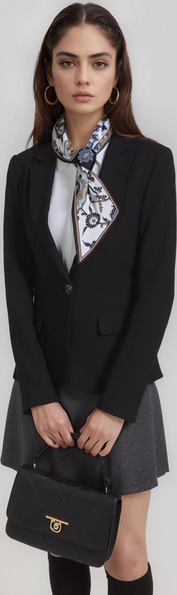 Walkenzo Çini Desenli Zarif Tasarım Şık Kadın Kravat Fular - Image 1