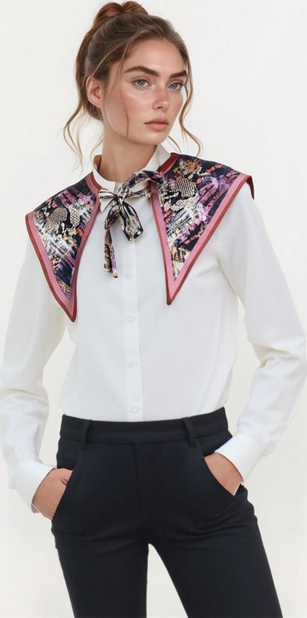 Walkenzo Yılan Derisi Desenli Bağlamalı Modern Kadın Omuz Şalı - Image 1