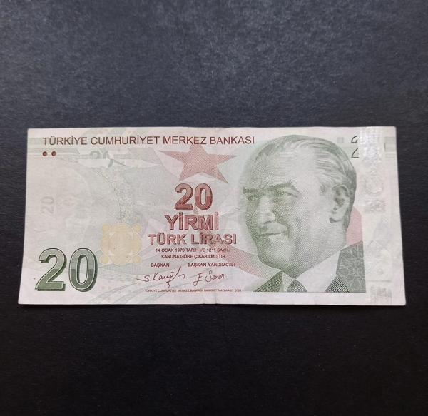 Escoines Koleksiyon 399636882dfda94fde 9.Emisyon Hatalı Basım 20Türk Lirası Nadir Çıkar Kağıt Para - Image 1