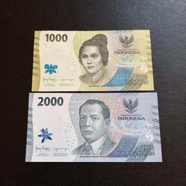Escoines 3996368825365abdc6 2022 Endonezya 1000/2000 Rupiah Takım ÇİL eski yabancı kağıt para - Image 1
