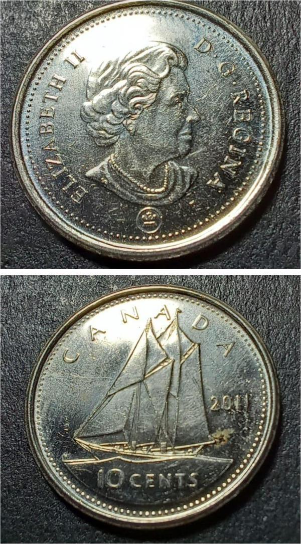 Escoines 39963688566a9d538b 2011 Kanada 10cent ÇA/ÇİL eski yabancı madeni para - Image 1