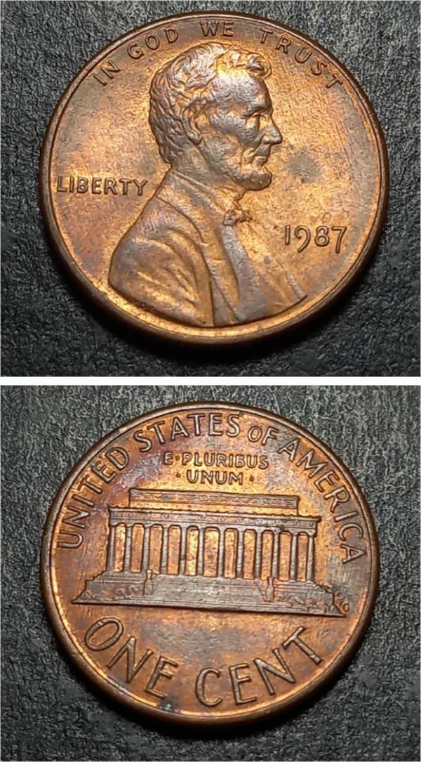 Escoines 39963687b2148b5379 Abraham Lincoln 1987 ABD 1Cent  Eski Yabancı Madeni Para - Image 1