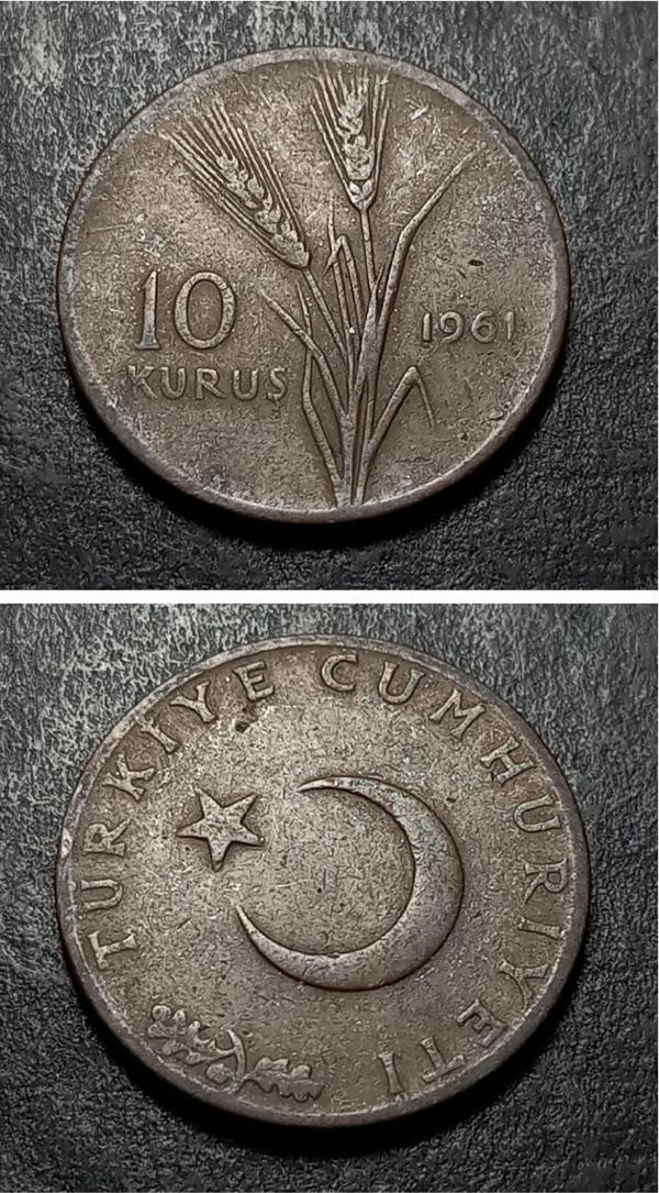 Escoines 399636873460037a4f 10Kuruş 1961 Eski Madeni Para - Image 1