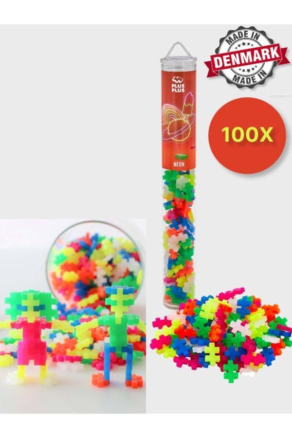 Toyfest Plus - Plus Minecraft Temalı Silindir Kutuda Neon Mix Lego Yapı Oyuncağı ( 100 Parça ) 4024 - Image 1