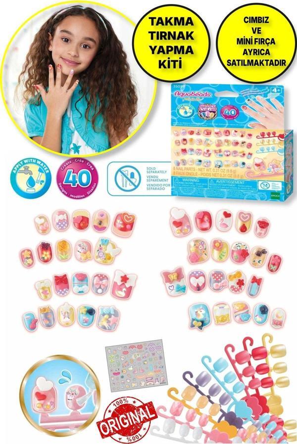 Toyfest Aqua Beads Kalp Ve Kurdele Desenli Takma Tırnak Yapma Yedek Paketi Kiti - Image 1