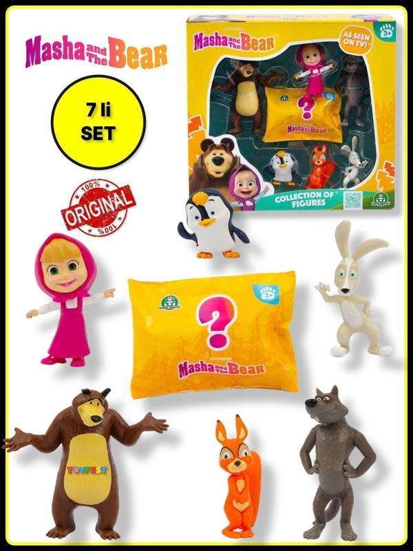 Toyfest Masha İle Koca Ayı 7 Li Figür Set - Masha And The Bear (6 Figür + 1 Sürpriz Figür Ortalama 5-7 Cm) - Image 1