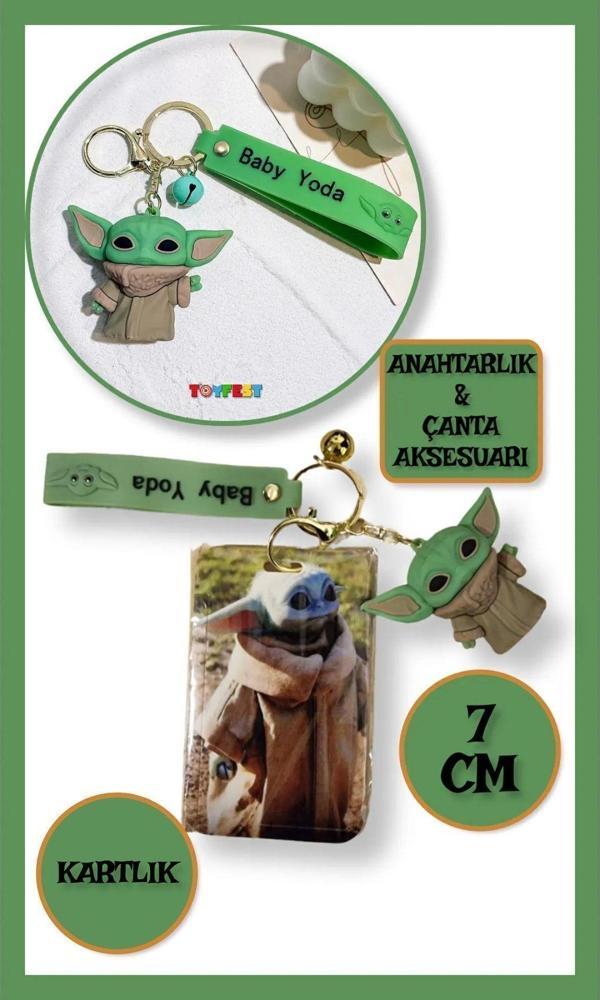 Toyfest Star Wars Mandalorian The Child Grogu Baby Yoda Figür Anahtarlık Ve Kartlık 2 Si Bir Arada - Model 4 - Image 1