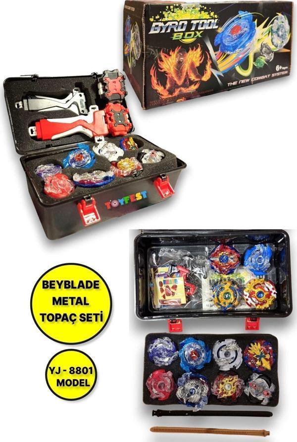 Toyfest Beyblade Metal Assembled Gyro Tool Box Yj - 8801 - Yeni Nesil Çantalı Beyblade Metal Topaç 12 Li Set - Image 1