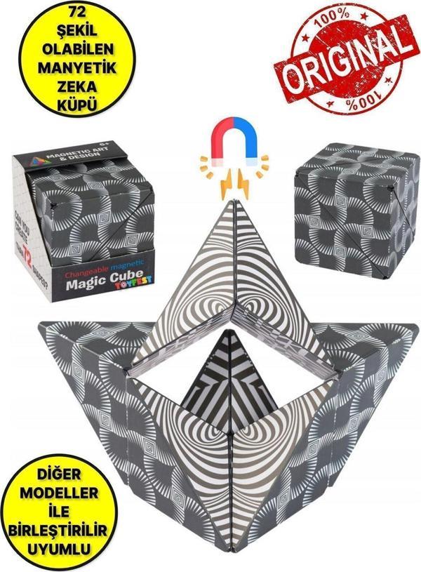 Toyfest 3 Boyutlu Stress Giderici Manyetik Geometrik Mozaikli Mıknatıslı Sihirli Akıl Zeka Rübik Küp - Siyah - Image 1