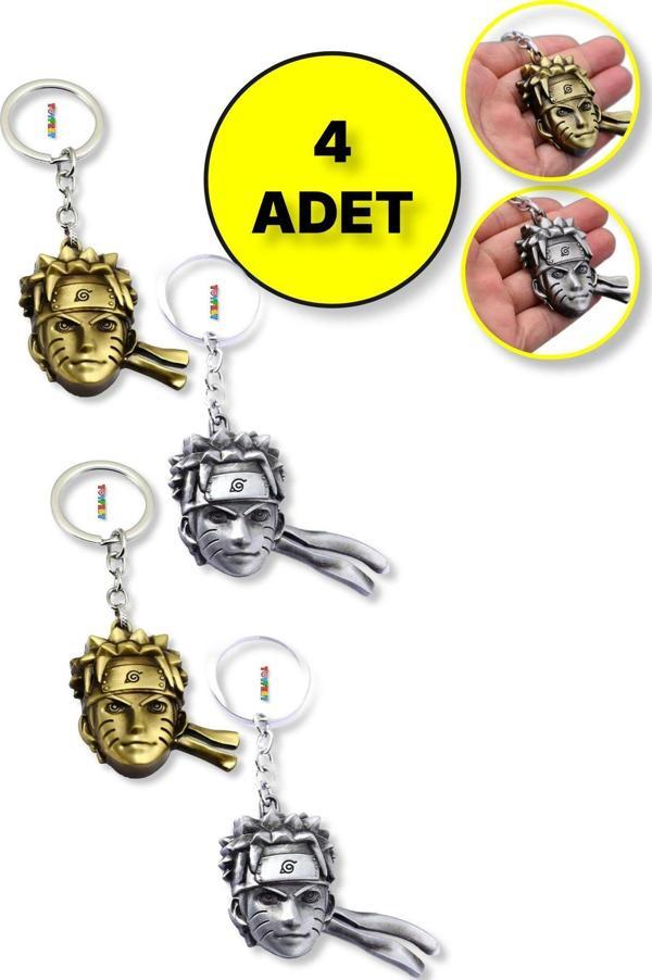 Toyfest Naruto 3D Büst Figür Metal Anahtarlık - 2 Adet Bakır Renk + 2 Adet Gümüş Renk 4 Lü Paket - Image 1