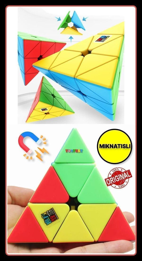 Toyfest Moyu Meilong Pyramid Magnetic Cube- Mıknatıslı Stickersız Akıl Zeka Rübik Küp - Image 1