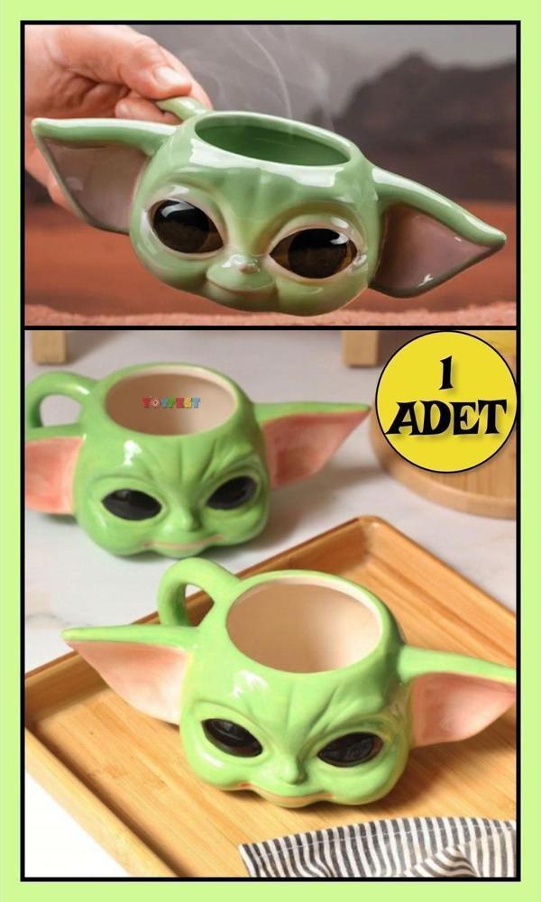 Toyfest Star Wars Mandalorian The Child Grogu Baby Yoda Figürlü 3 Boyutlu Porselen Kupa Mug Kahve Bardak - Image 1