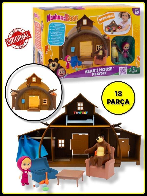 Toyfest Masha İle Koca Ayı 2 Li Figür Ve Eşyalı Ev Oyun Seti - Masha And The Bear (Ev+ 2 Figür+ 15 Aksesuar) - Image 1