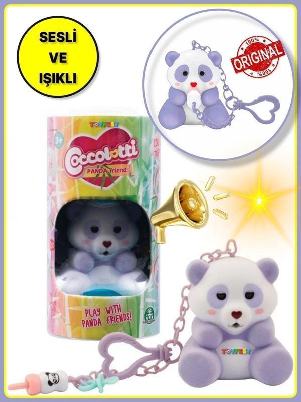 Toyfest Coccolotti İnteraktif Sesli Ve Işıklı Sevimli Pandalar Anahtarlık & Çanta Aksesuarı - Mor Panda - Image 1