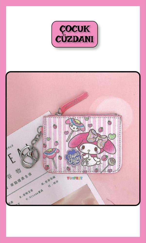 Toyfest Sanrio My Melody Figürlü Askılı Fermuarlı Çok Gözlü El Cüzdanı Kartlık Cüzdan - Model 2 - Image 1