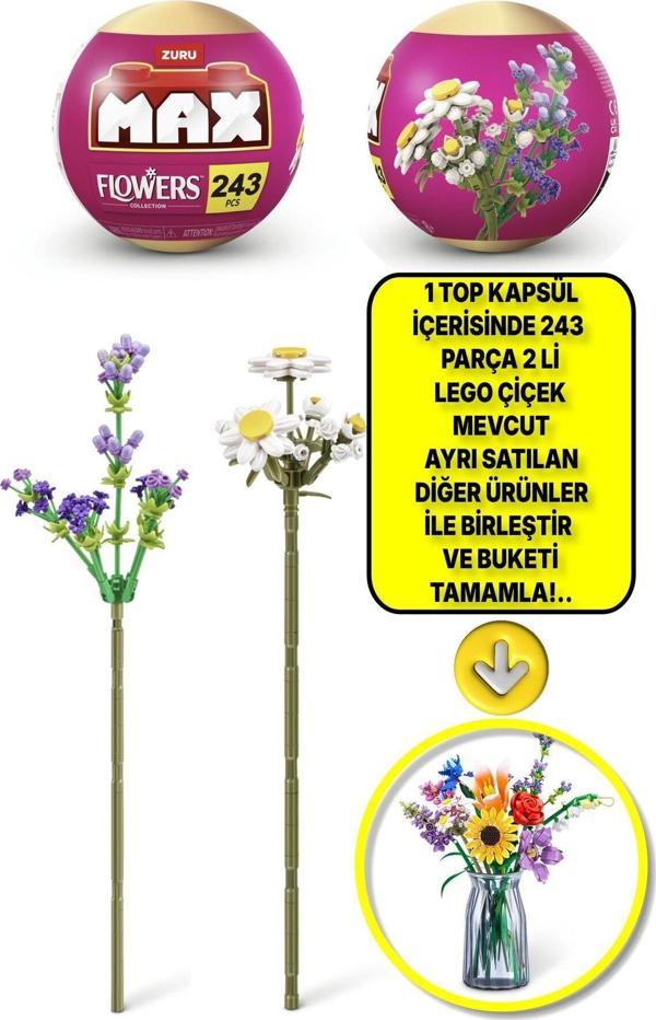 Toyfest Max Uzun Yapı Blok Setli Çiçekler (Papatya - Lavanta) - Lütfen Dikkat 1 Adet Top Paket Gönderiliyor! - Image 1