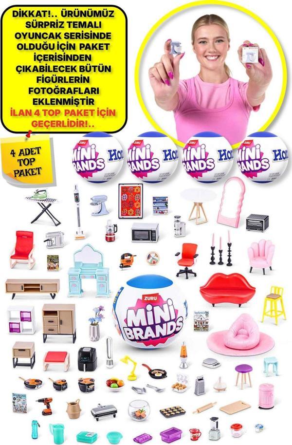 Toyfest 4 Adet Mini Brands Mini Home Ev Eşyası Sürpriz Fügürleri Top Paket - 4 Adet - Image 1