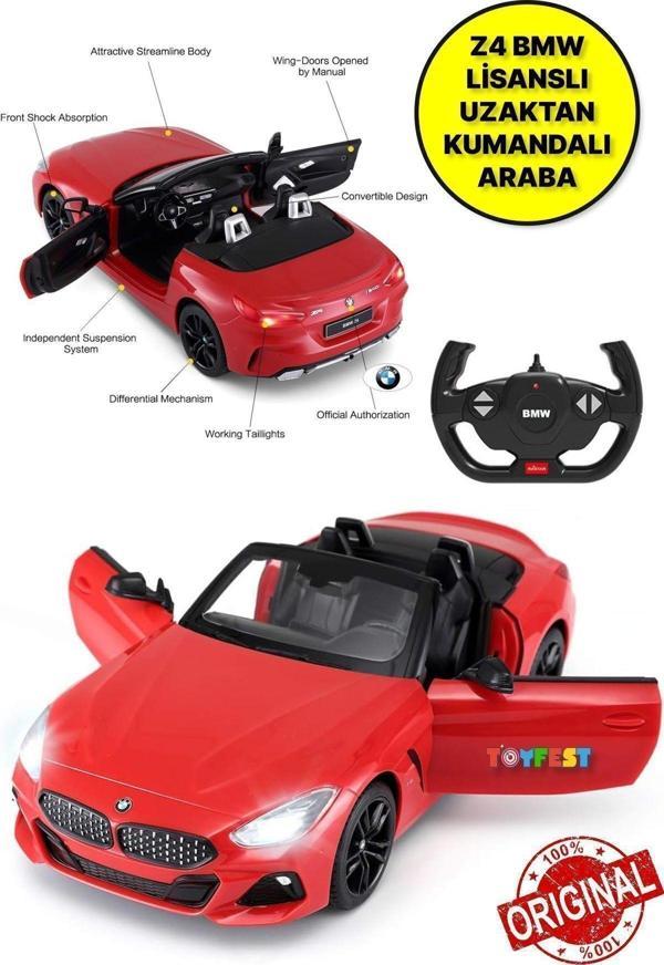 Toyfest Bmw Z4 Uzaktan Kumandalı Işıklı Lisanslı Araba - Kırmızı - 1:14 - Image 1