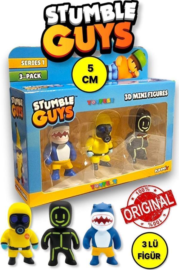 Toyfest Stumble Guys Seri 1 - 3D Mini 3 Lü Figür Seti - 3 Adet Megalodon Hazmat Nbc Glowman - 5 Cm - Image 1