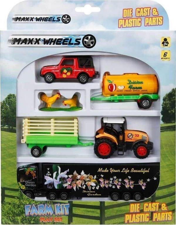 Toyfest Maxx Wheels Araçlı Mini Çiftlik Seti - 6 Parça - Image 1