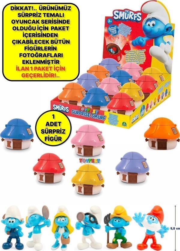 Toyfest Mantar Kutulu Konfetili Sürpriz Şirinler Figürü - 1 Adet - 5.5 Cm - Image 1
