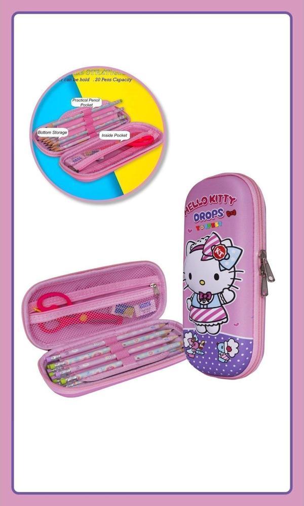 Toyfest 3D Kabartmalı Hello Kitty Figür Kapaklı Kalem Çantası - Kalem Kutusu - Pastel Pembe Model - Image 1