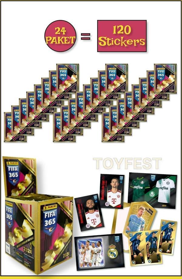 Toyfest Panini Fifa 365 2024 Futbolcu Stickers Kartları - 24 Paket ( 120 Stickers ) - Image 1