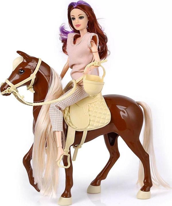 Toyfest Jasmine Atlı Bebek Kahve - Bej 28 Cm - Image 1
