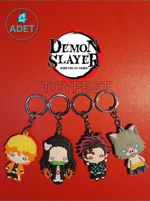 Toyfest Demon Slayer Figürleri Tanjirou Nezuko Agatsuma Zenitsu Hashibira Inosuke Itabag Anahtarlık -4 Adet - Image 1
