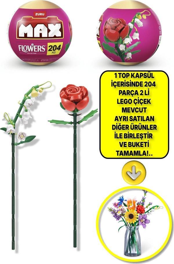 Toyfest Max Uzun Yapı Blok Setli Çiçekler (Gül Ve Zambak) - Lütfen Dikkat 1 Adet Top Paket Gönderiliyor!.. - Image 1