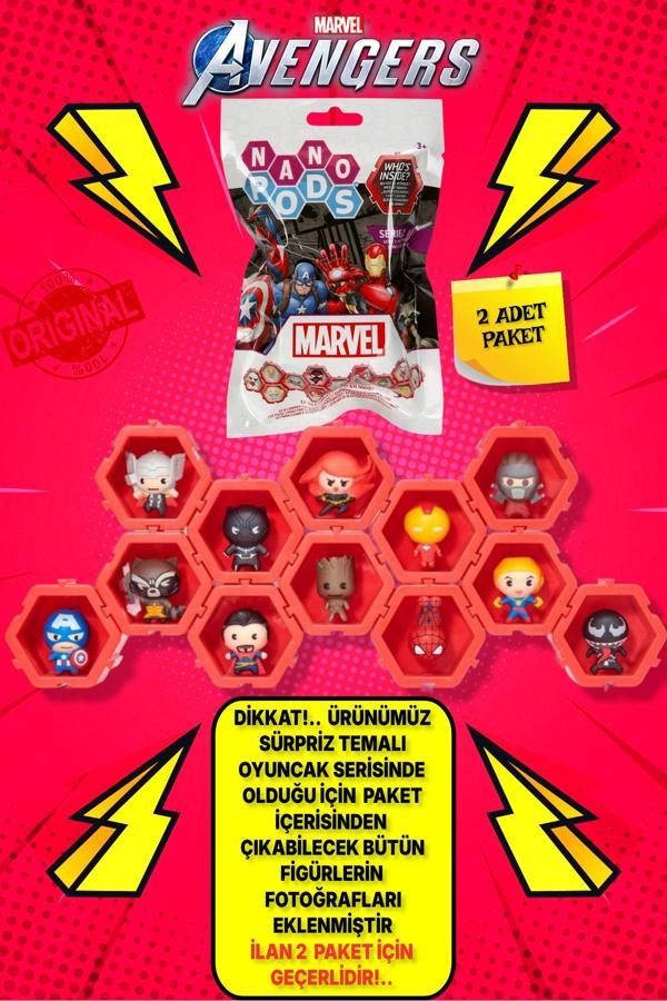 Toyfest 4 Adet Wıb Marvel Avengers Kahramanları Nano Pods Blind Bag Sürpriz Figür - 4 Adet - Image 1