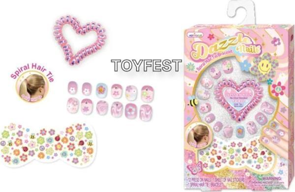 Toyfest Renkli Stickers Lı Çocuk Takma Tırnak Seti Ve Toka & Bileklik - Image 1