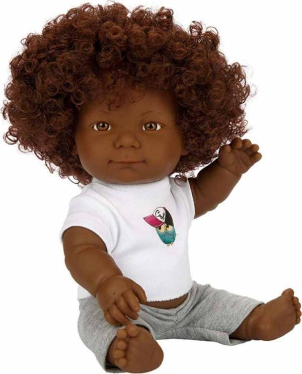Toyfest Kıvırcık Esmer Dada Bebek - Gri Eşofmanlı 35 Cm - Image 1