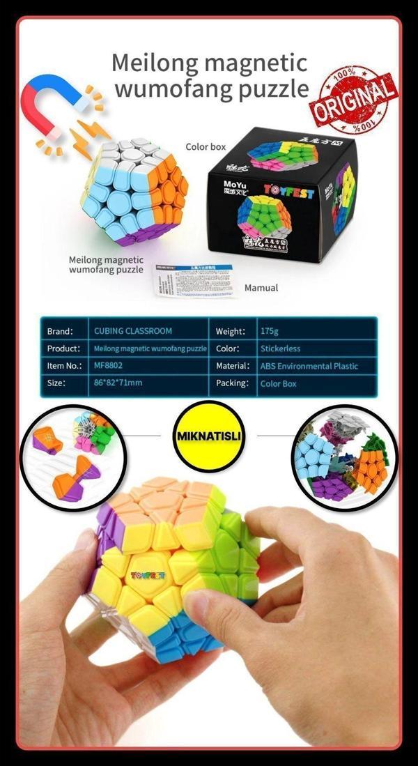 Toyfest Moyu Megaminx Magnetic Cube - Mıknatıslı Stickersız Akıl Zeka Rübik Küp - Image 1