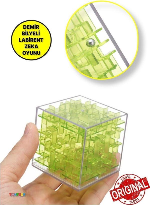 Toyfest Demir Bilyeli Labirent Zeka Küpü Akıl Küpü Küp - Yeşil - Image 1