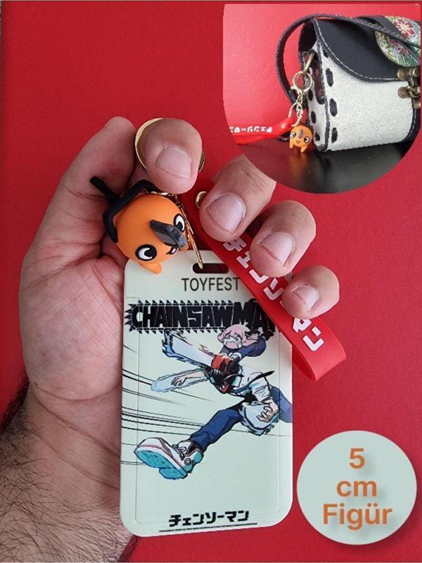 Toyfest Chainsaw Man Japon Anime Pochita Figür Anahtarlık Çanta Aksesuarı Ve Kartlık 2 Si Bir Arada - Image 1