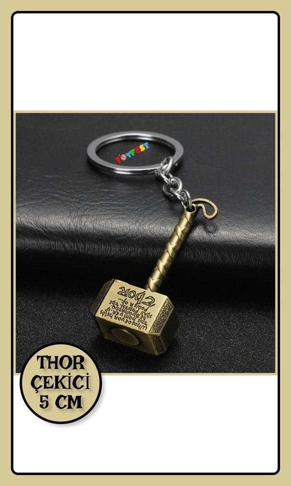 Toyfest Marvel Avengers Thor'Un Çekici - Metal Thor Çekiç Figürlü Anahtarlık - Altın Renkli - Image 1
