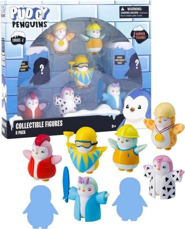 Toyfest Pudgy Penguins 8'Li Figür Seti S2 Bayrak Tutan Penguenli Set - Image 1