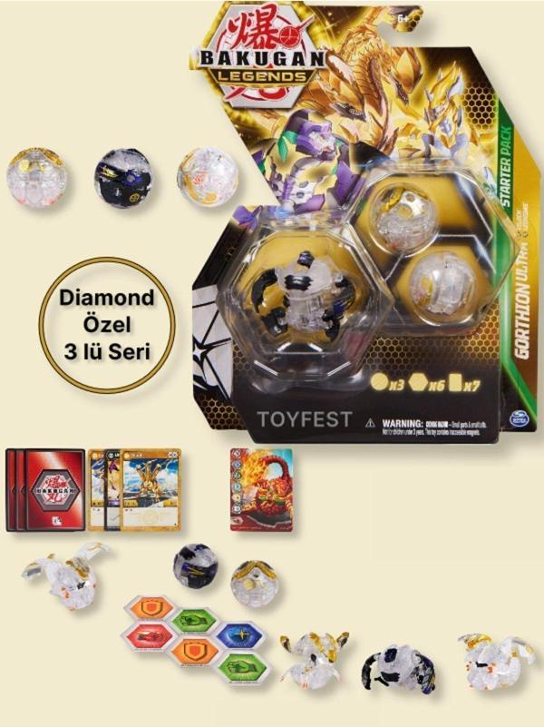 Toyfest Bakugan Legends Starter 3 Lü Diamond Gorthion Ultra İle Diamond Viloch Ve Diamond Leonidas Özel Seri - Image 1