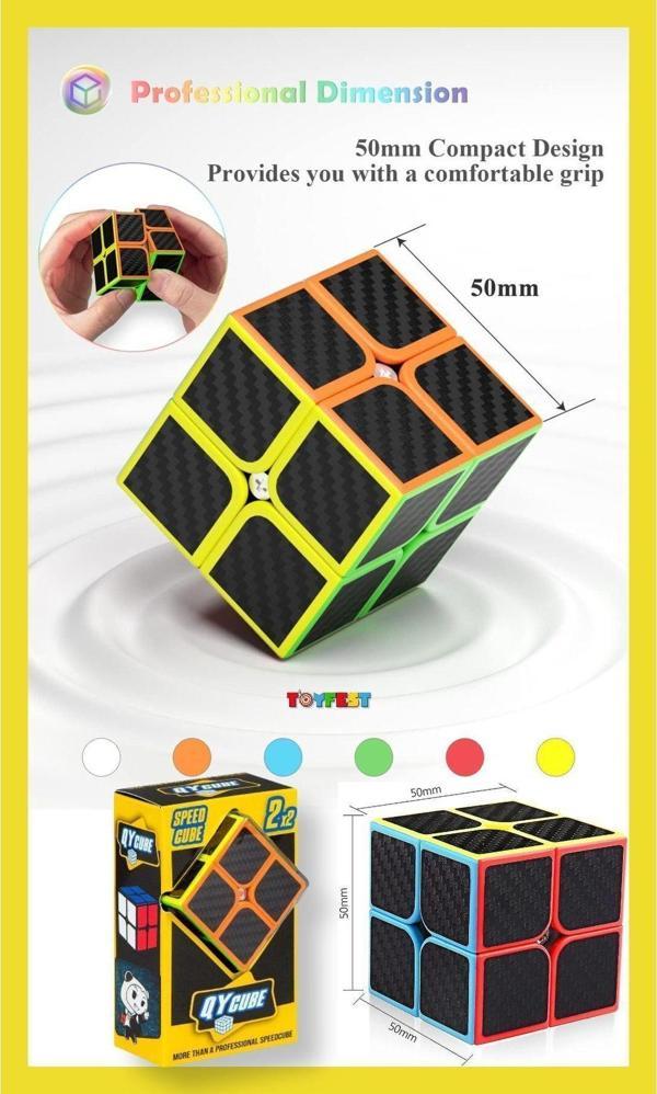 Toyfest 2X2 Fiber Karbon Qy Speed Zeka Küpü Akıl Küpü Rübik Küp - Image 1