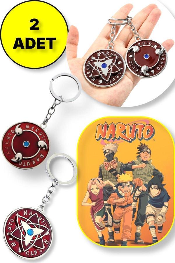 Toyfest Naruto Figür Metal Anahtarlık - 1 Adet Yıldız Şekil + 1 Adet Dönence Şekil 2 Li Paket - Image 1