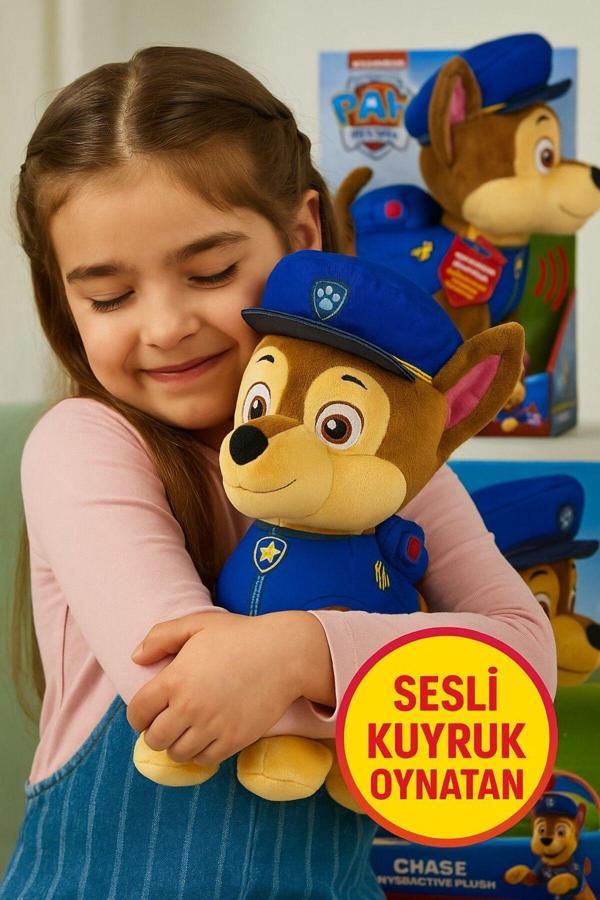 Toyfest Paw Patrol Chase Sesli Ve Kuyruk Sallayan Peluş Oyuncak – 30 Cm | 20+ Sesli Efekt, Işıklı Ve Etkileş - Image 1