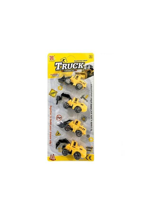 Toyfest 4 Lü Truck Kartela Çek Bırak Iş Makinesi Seti - 8Cm - Image 1