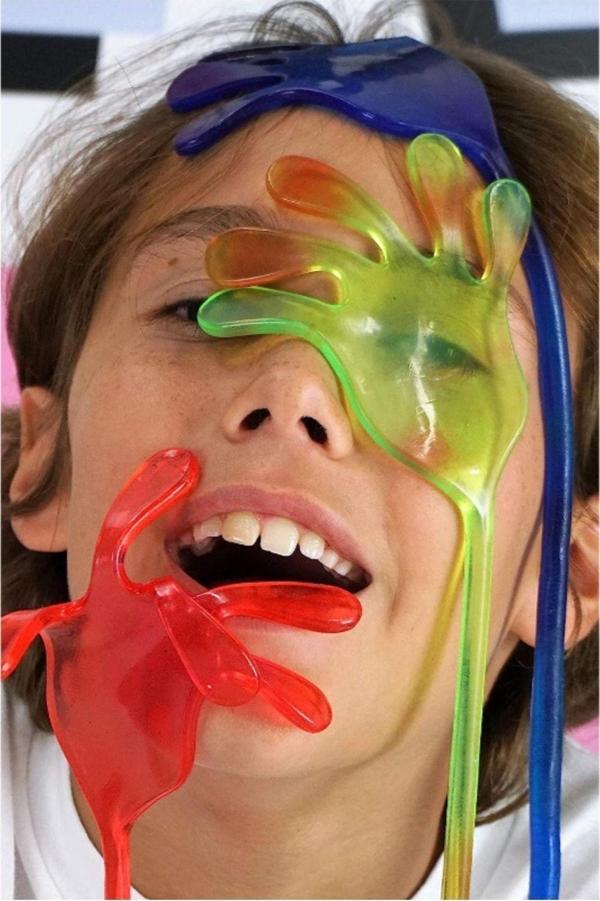 Toyfest Jaru 2'Li Süper Esnek Eğlenceli Yapışkan El Snap Hand El - ( Turuncu - Yeşil ) - Image 1