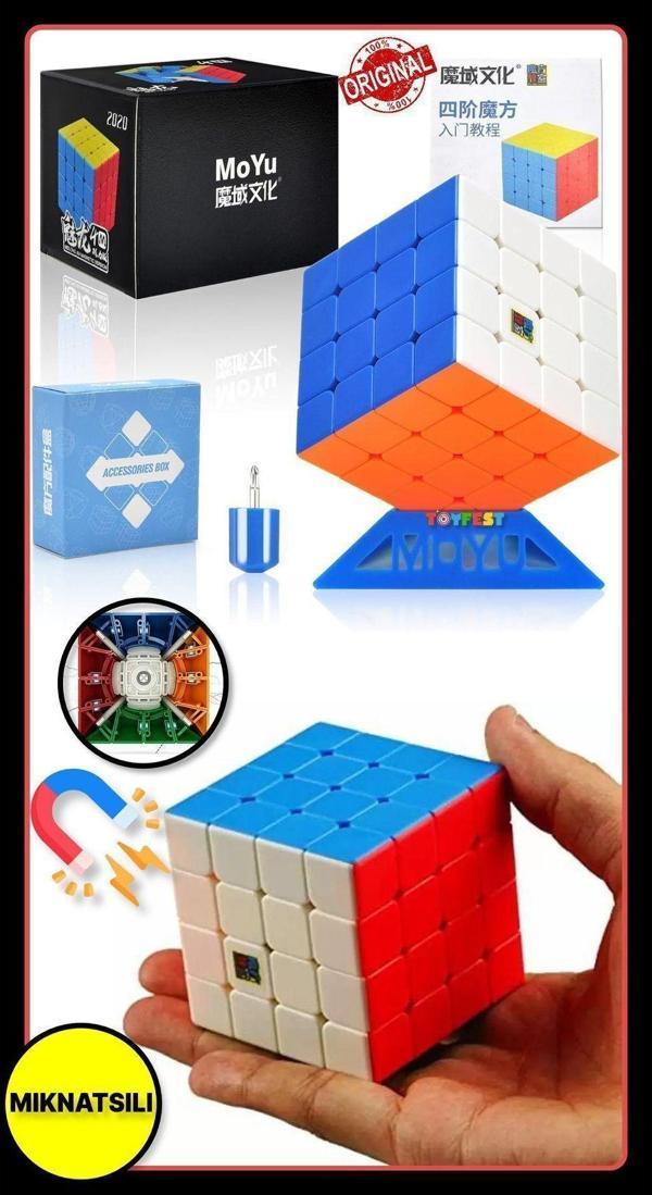 Toyfest Moyu Meilong 4X4  Magnetic Cube 4M - Mıknatıslı Standlı Tornavidalı Stickersız Akıl Zeka Rübik Küp - Image 1